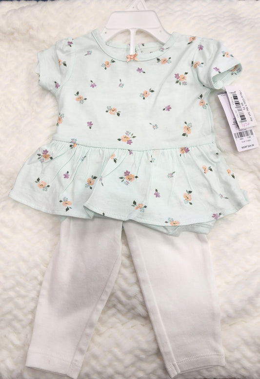 NEW Girls 9 month Blue/white set Carters Just one you