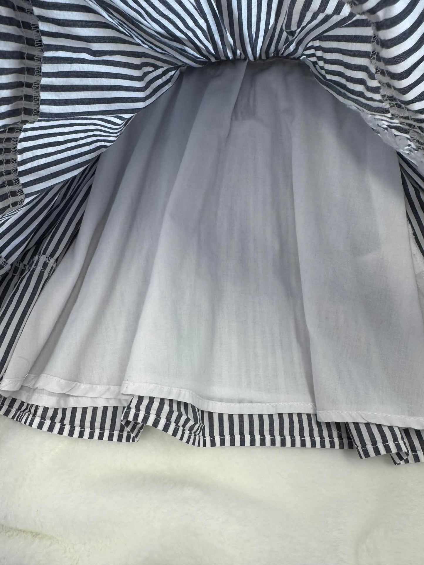 18 month max studio baby dress blue and white stripes with flower embroidery and matching diaper cover