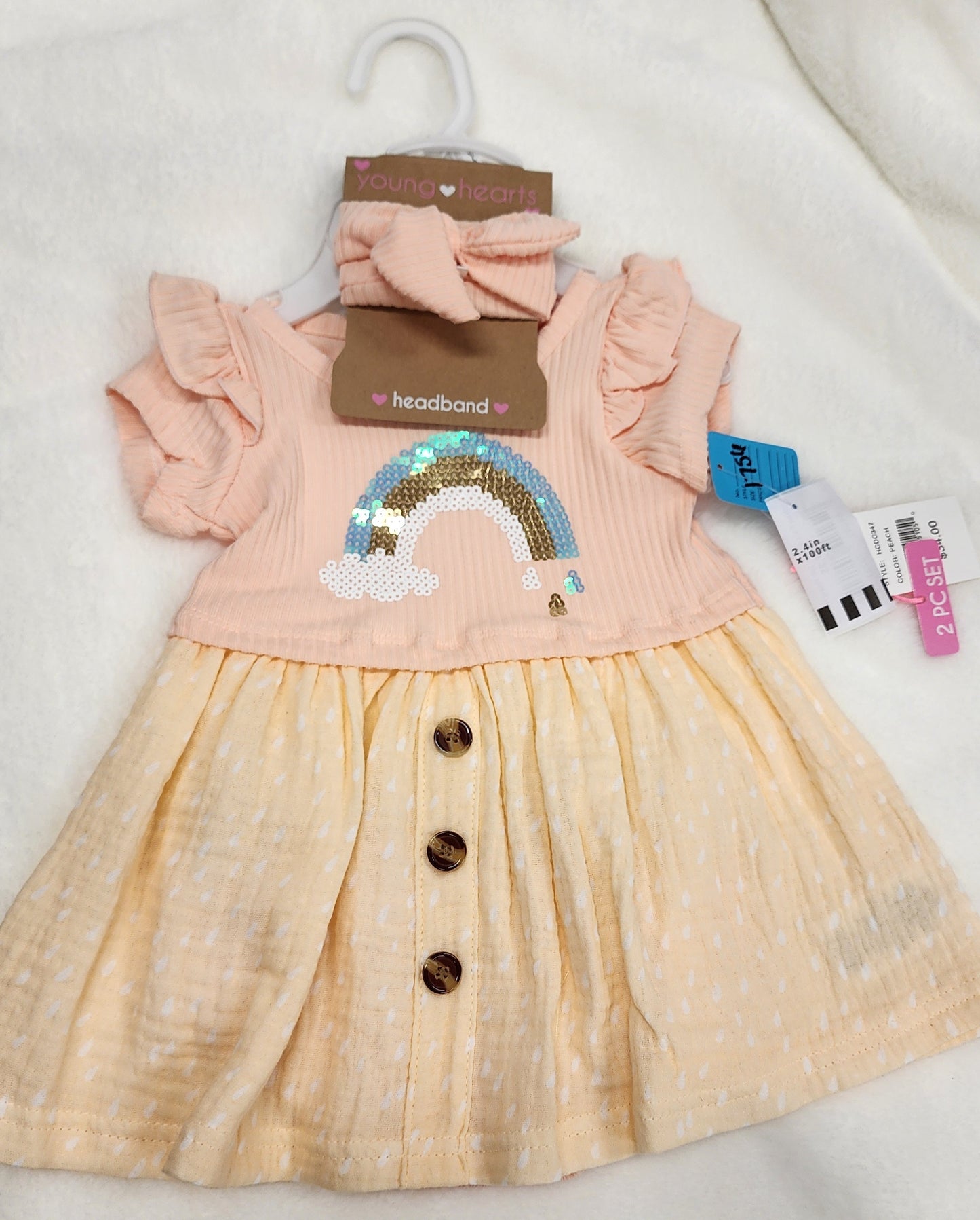NEW Girls 0/3 month 2pc young hearts set