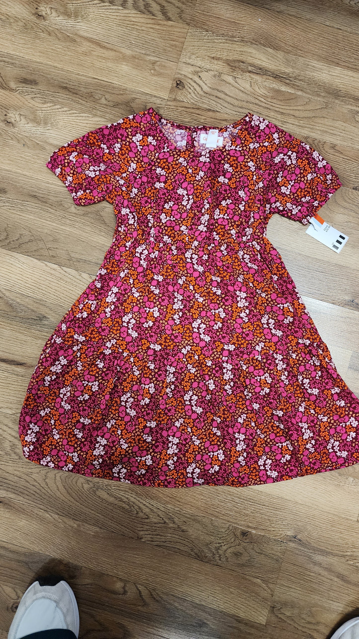 NEW Girls 5t cat & jack floral burgundy short sleeve dress