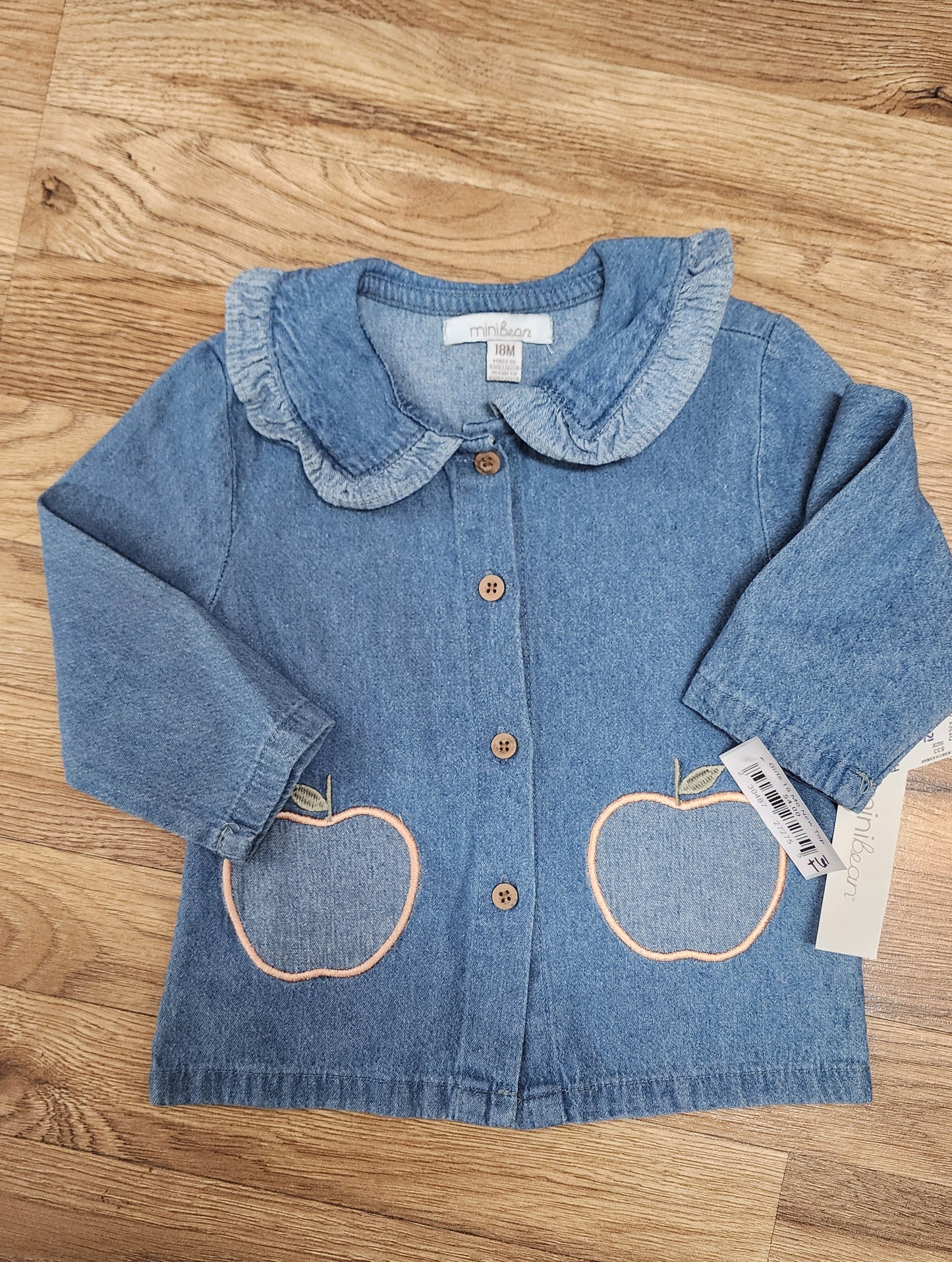 NEW Girls 18 month minibean denim apple top