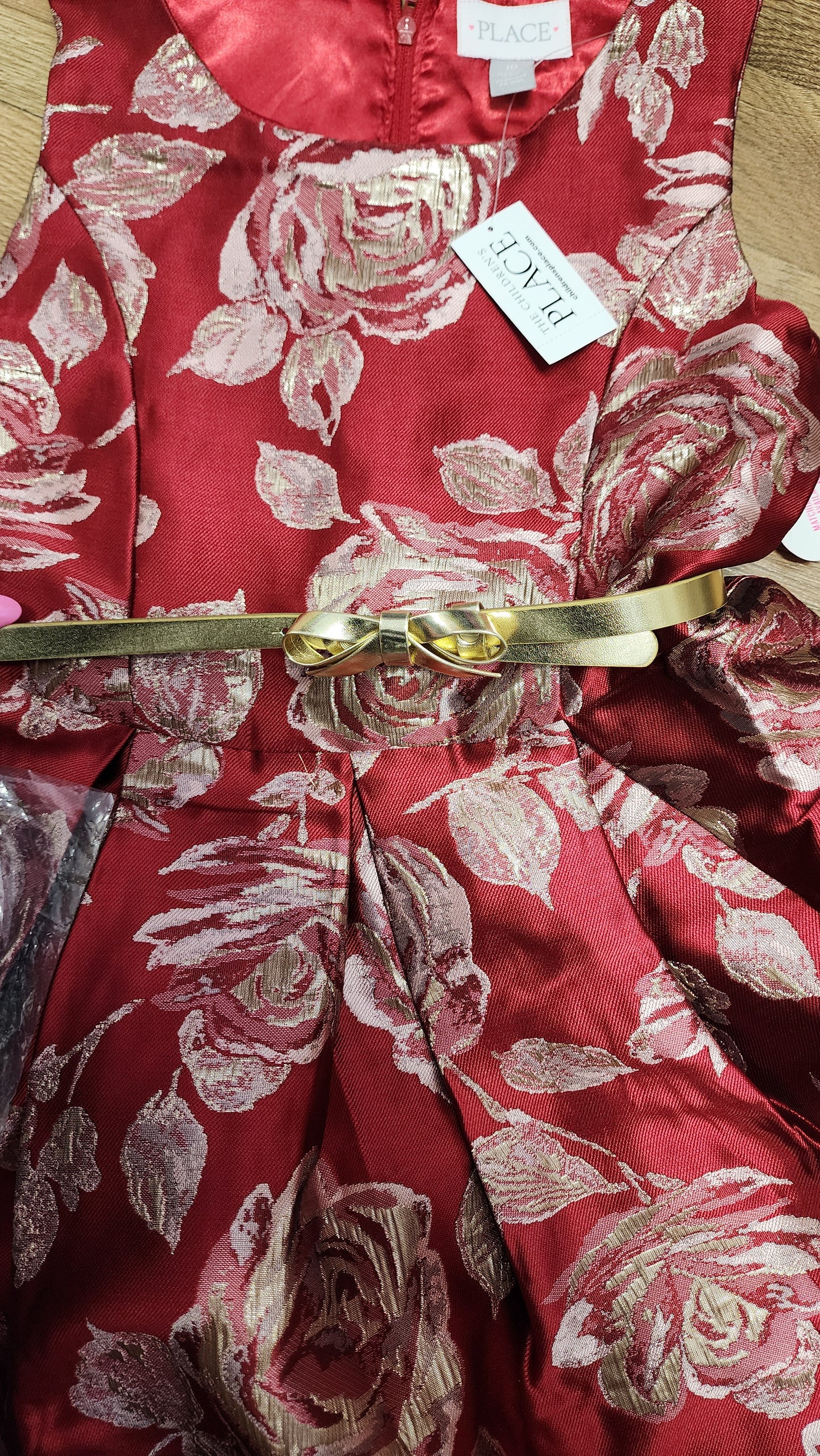 NEW Girls 10 red floral dress with 18 inch doll dress set
