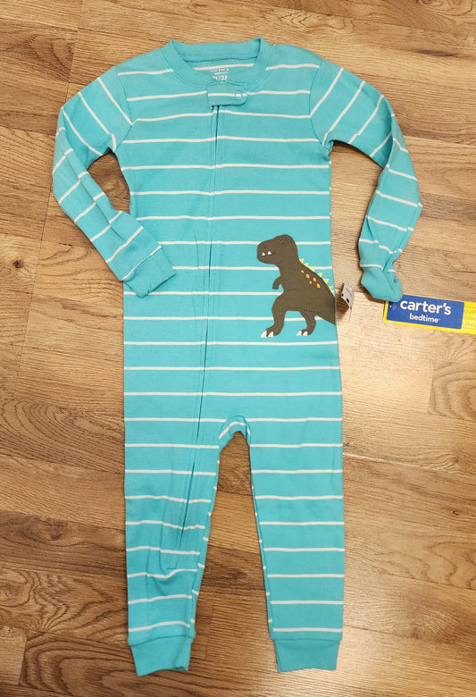 NEW Boys 2t Carters Blue striped Dino footless pjs