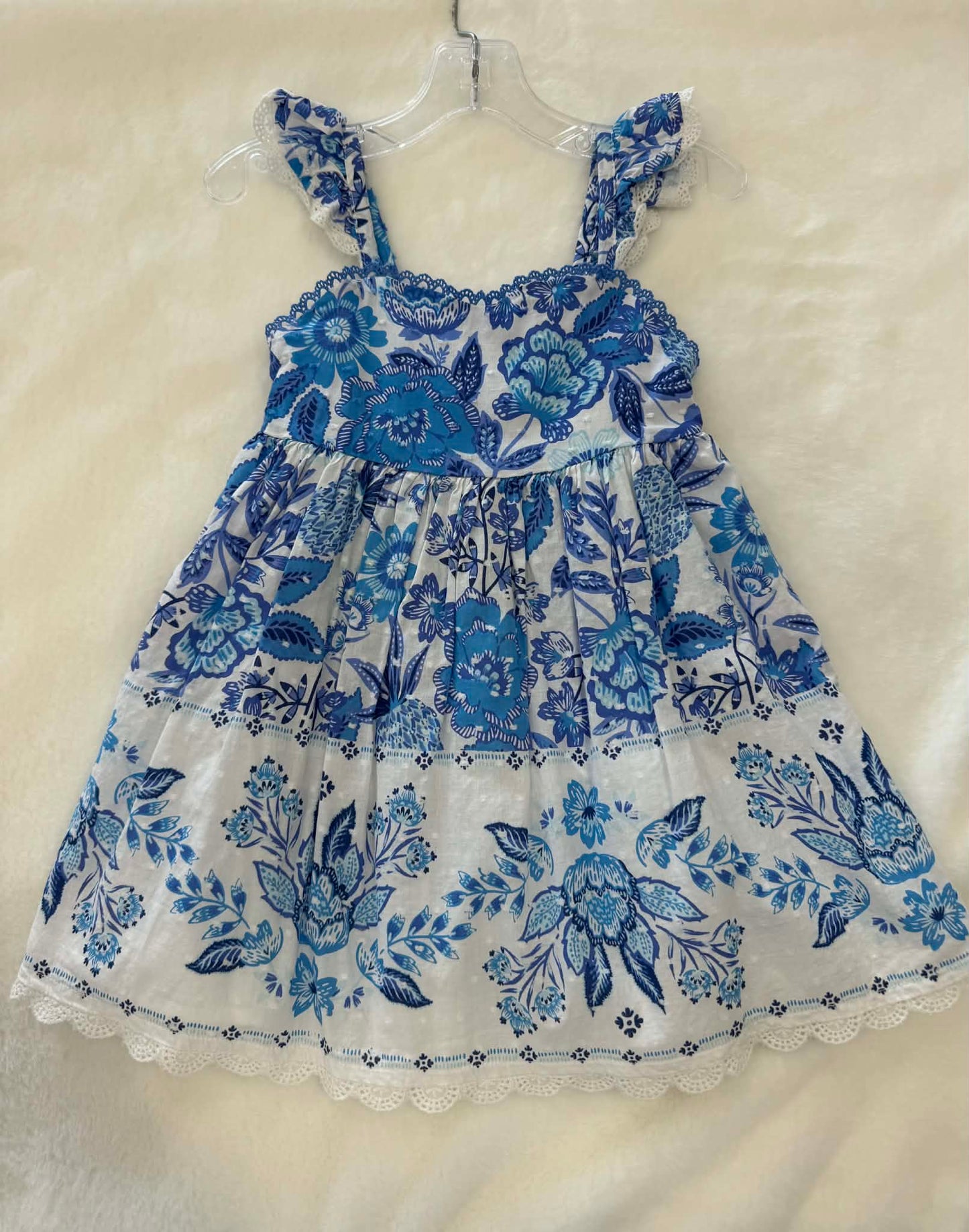 Girls 18 months Rachel Zoe spring blue and white Floral Linen Dress