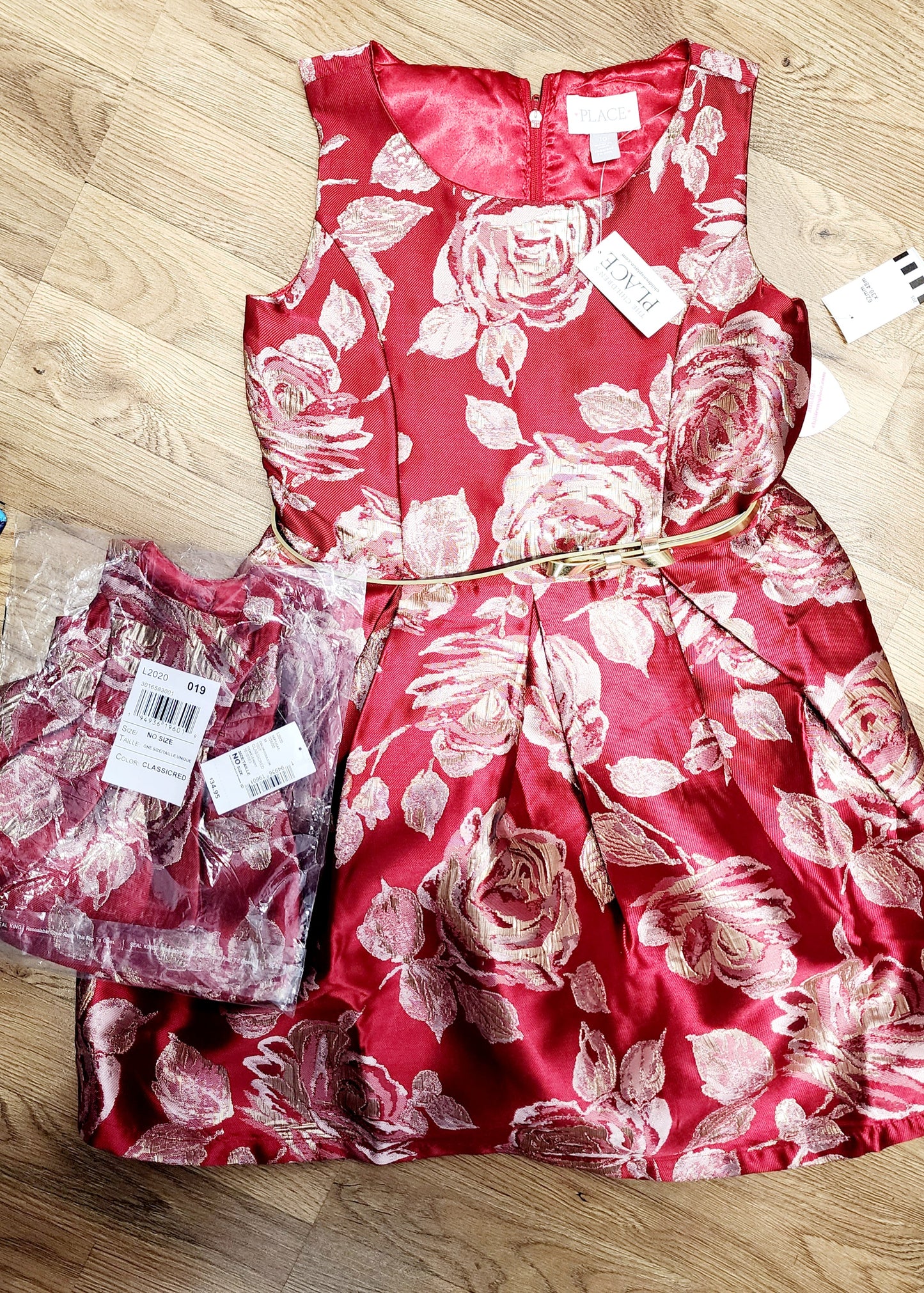 NEW Girls 10 red floral dress with 18 inch doll dress set
