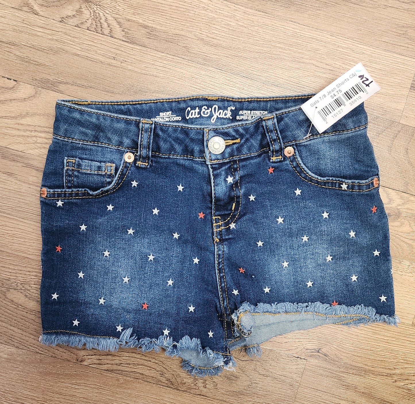 Girls 7/8 Cat & jack rwb star jean shorts