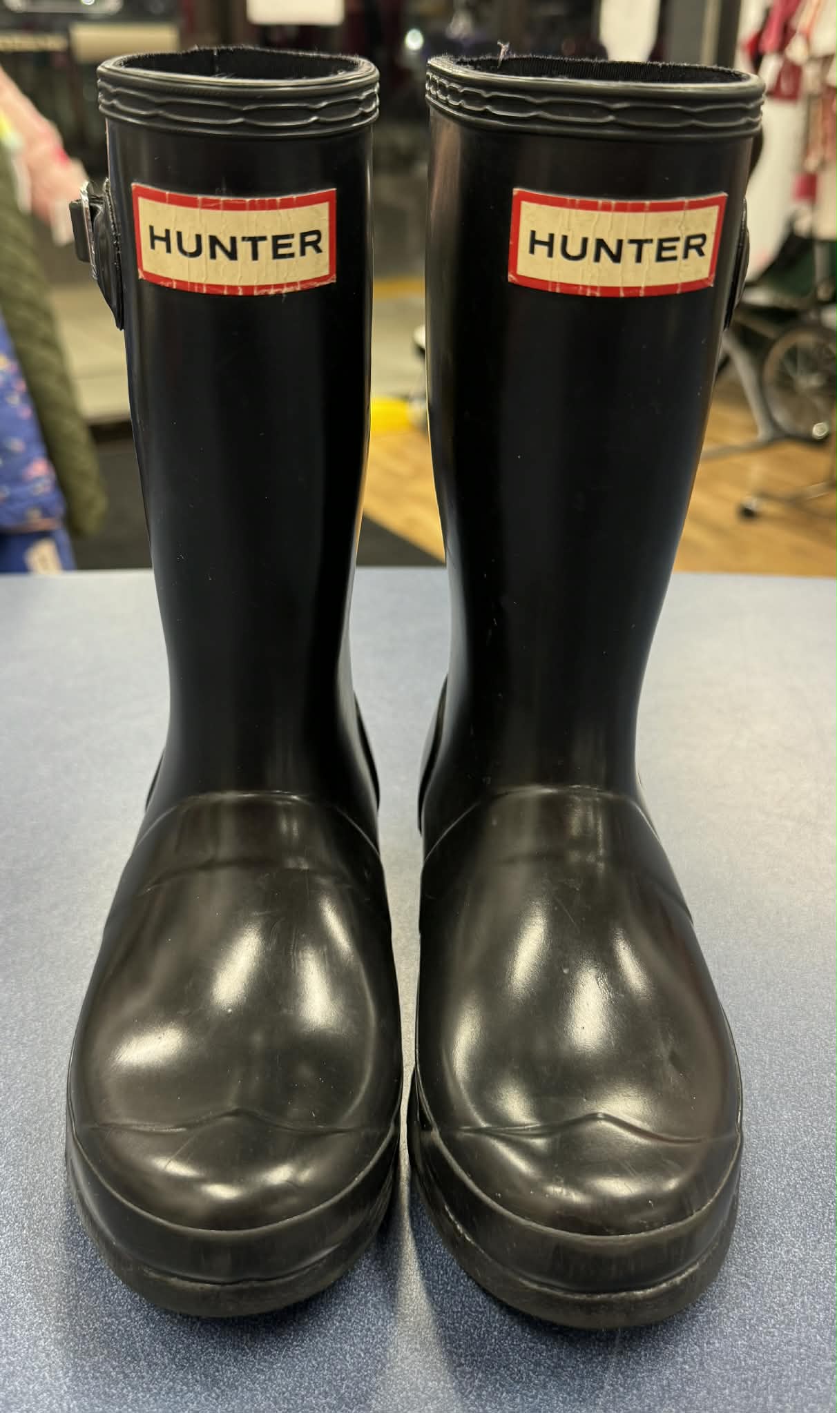 Girl's Hunter Original Tall Gloss Black Rainboots size 12c kids- see photos for condition