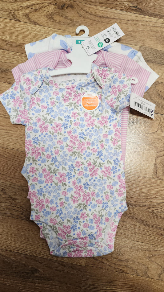 NEW Girls 3 months 3 pack Carters onesies