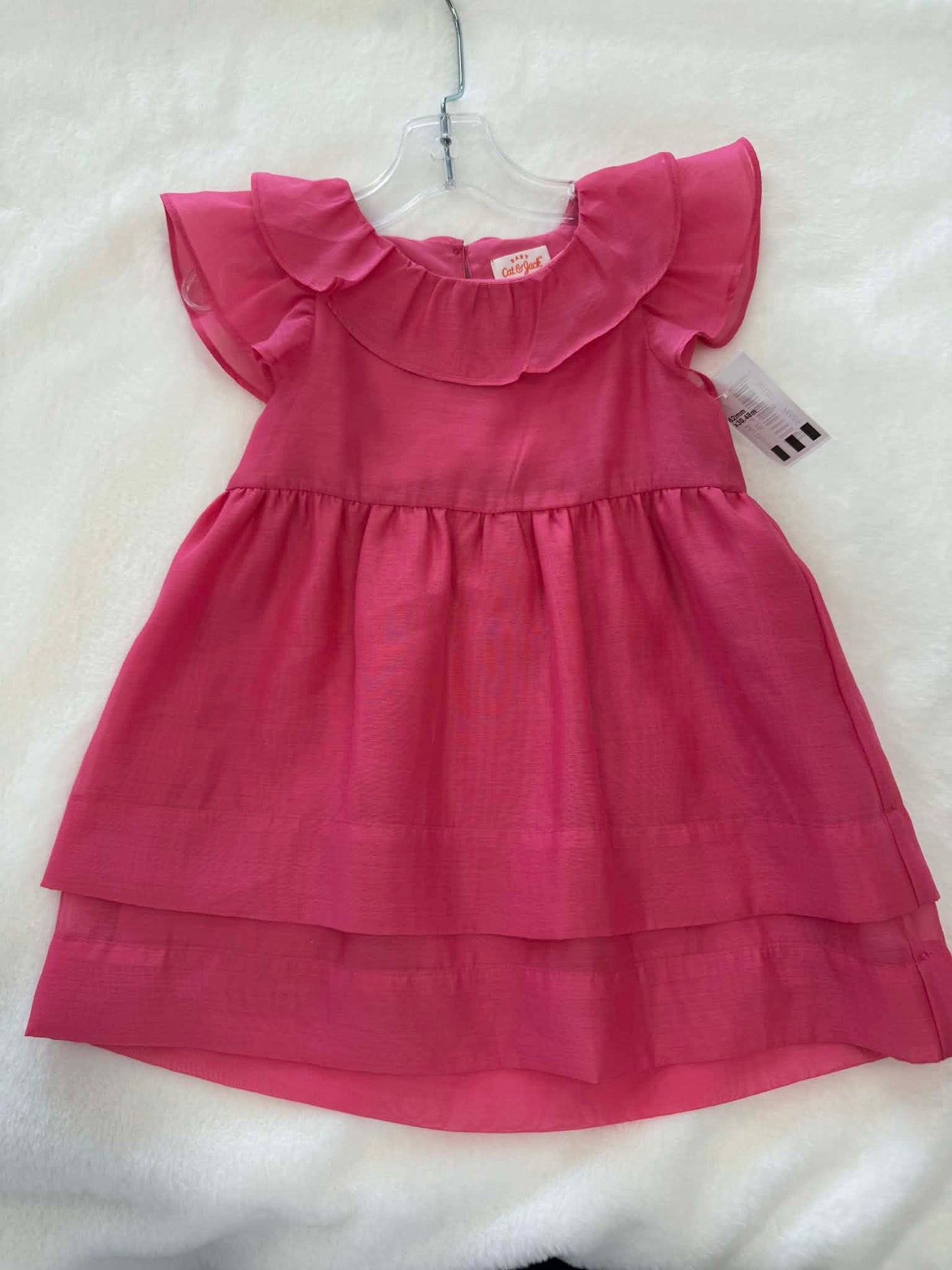Girls 18 month Pink cat & jack spring  ruffle tiered flutter short sleeve dress