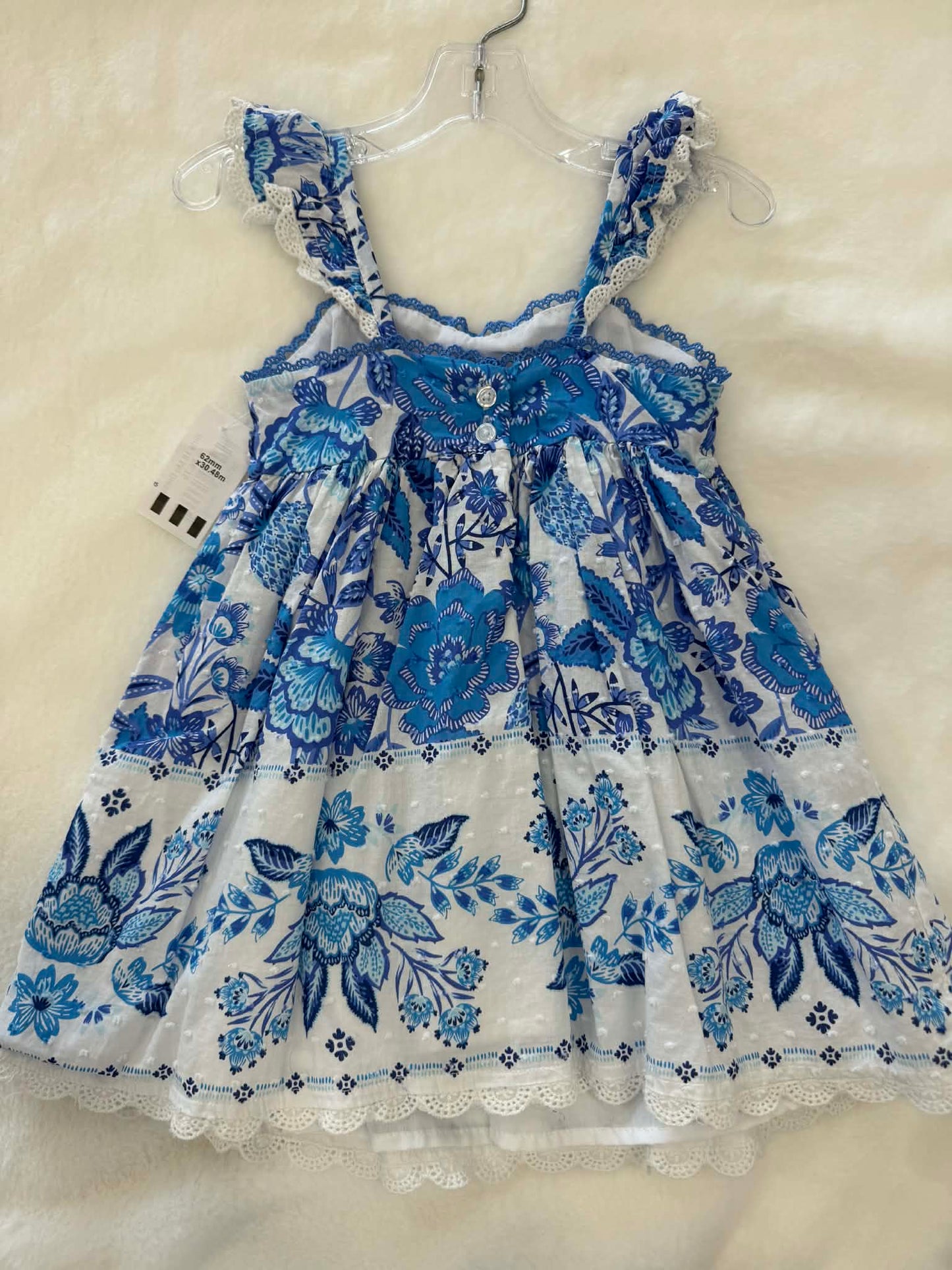 Girls 18 months Rachel Zoe spring blue and white Floral Linen Dress