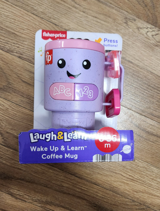 NEW Fisher Price wake up and learn purple coffee mug