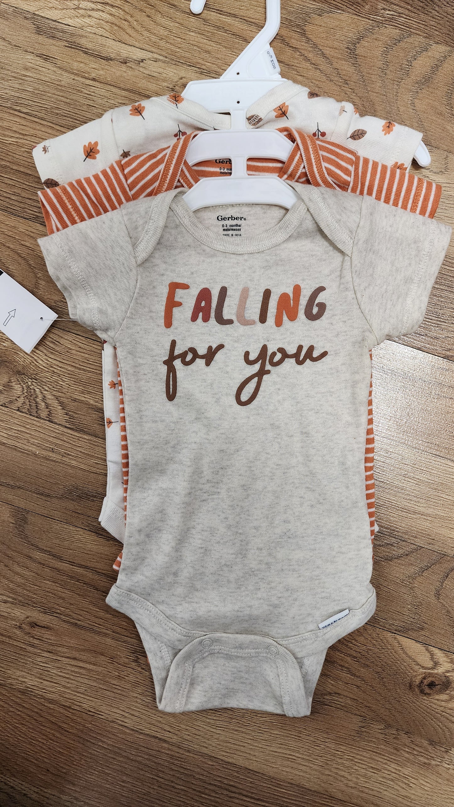 NEW 0/3 month 3 pack fall onesies