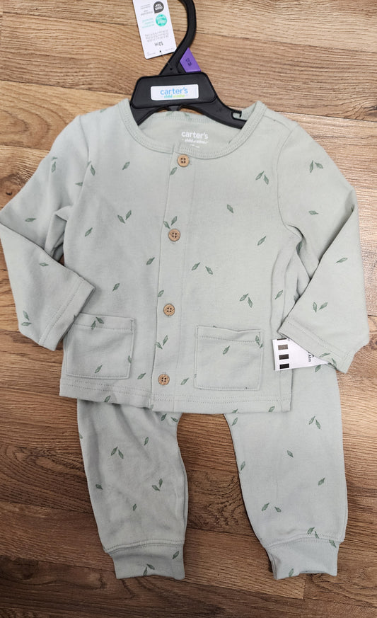 NEW 12 month sage green Carters child of mine set