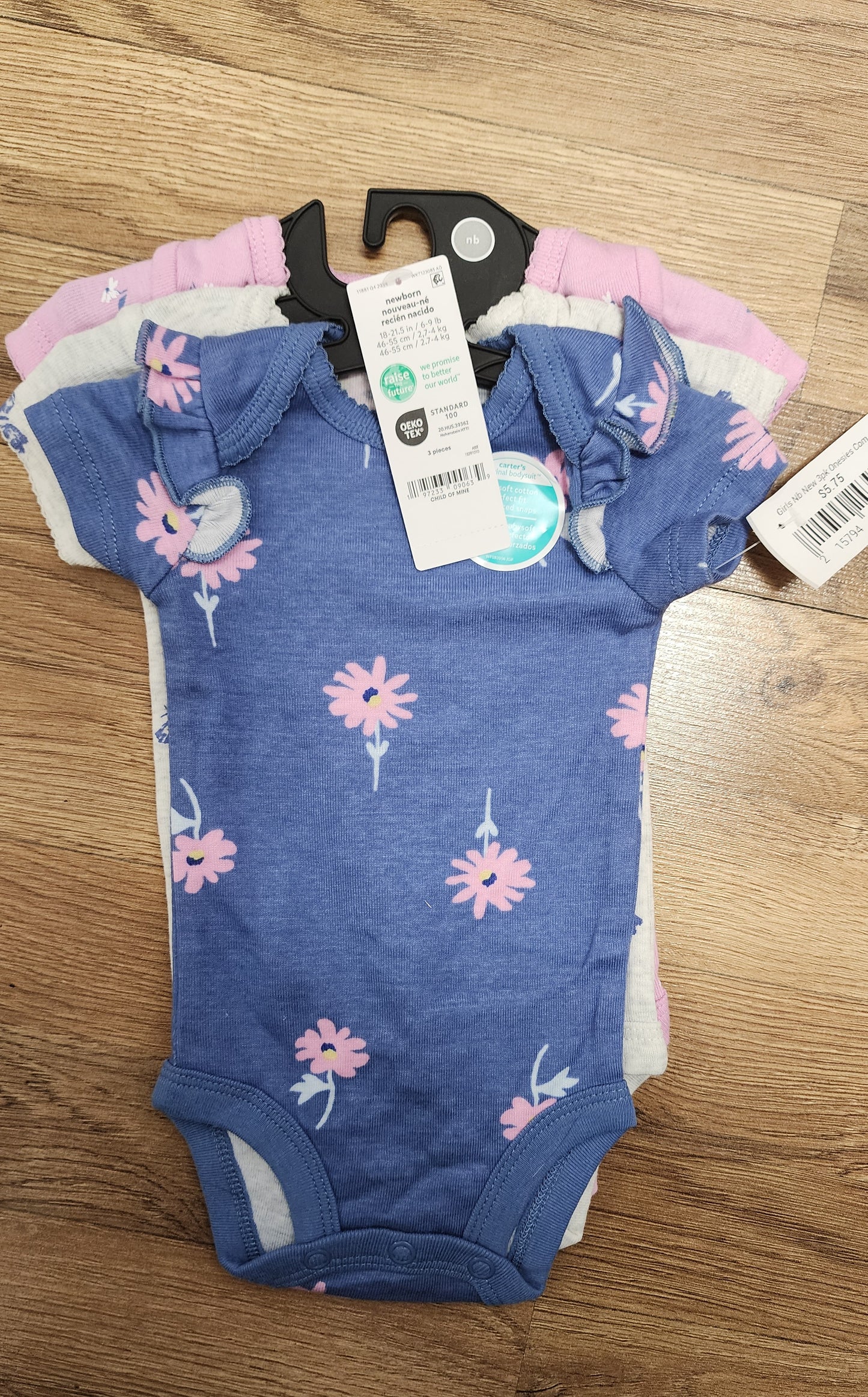 NEW Girls newborn 3 pack onesies child of mine butterflies